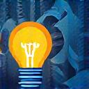 Icono de engranajes y una bombilla representando innovación