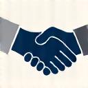 Icono de manos unidas en un apretón de manos representando integridad